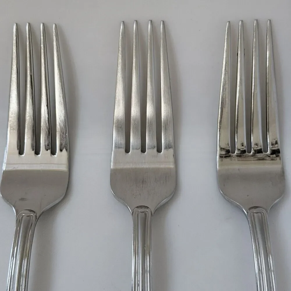 3pc GORHAM Monet Frosted Stainless Dinner Forks 8 1/4” Glossy Satin 18/8